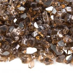 ONE STOP OUTDOOR 10lbs 1/2" Medium, Copper Amber - Tempered Reflective Fire Glass Rock For Fireplace & Fire Pit