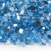 ONE STOP OUTDOOR Vibrant Luster 1/2" Pacific Ocean Blue Medium By The Pound - Tempered Reflective Fire Glass Rock For Fireplace And Fire Pit