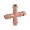 DIG 17mm 1/2" Barbed Drip Tubing Cross T Fitting (17mm .600 ID Insert)