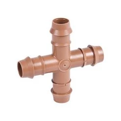 DIG 17mm 1/2" Barbed Drip Tubing Cross T Fitting (17mm .600 ID Insert)