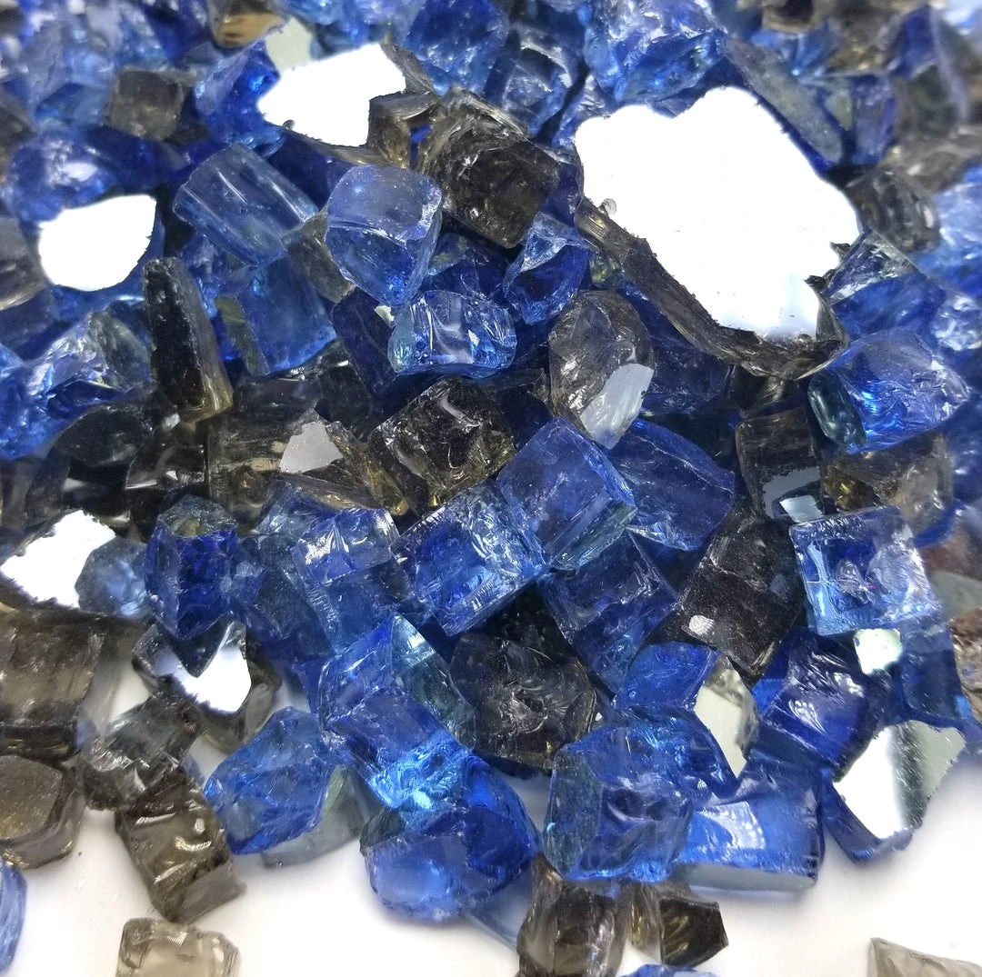 ONE STOP OUTDOOR 10lbs 1/2" "Deep Water Blend" Blue, Smoke & Bronze - Reflective Fire Glass 4 ONE STOP OUTDOOR 10lbs 1/2" "Deep Water Blend" Blue, Smoke & Bronze - Reflective Fire Glass