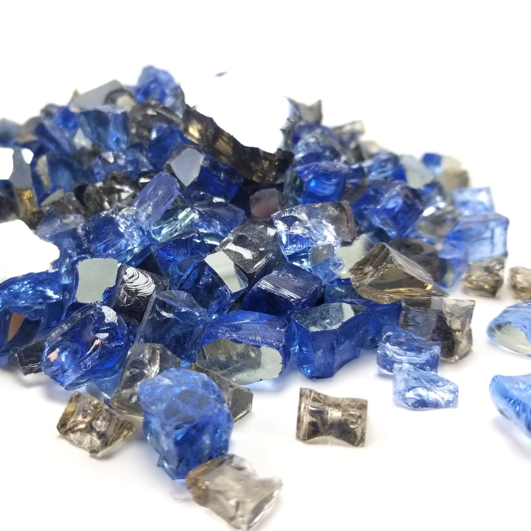 ONE STOP OUTDOOR 10lbs 1/2" "Deep Water Blend" Blue, Smoke & Bronze - Reflective Fire Glass 3 ONE STOP OUTDOOR 10lbs 1/2" "Deep Water Blend" Blue, Smoke & Bronze - Reflective Fire Glass