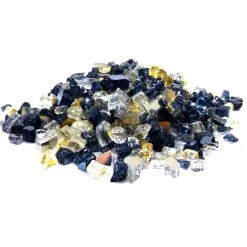 ONE STOP OUTDOOR 10lbs 1/2" "Treasure Blend" Gold, Black & Clear - Reflective Fire Glass