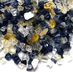 ONE STOP OUTDOOR 10lbs 1/2" "Treasure Blend" Gold, Black & Clear - Reflective Fire Glass