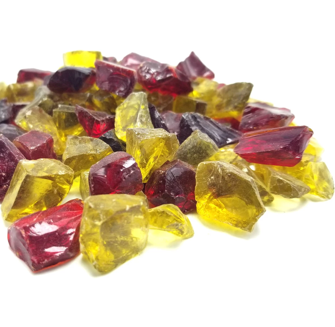 ONE STOP OUTDOOR 10lbs 1/2" Red, Yellow Blend Premium Pre-Mixed Fire Glass 4 ONE STOP OUTDOOR 10lbs 1/2" Red, Yellow Blend Premium Pre-Mixed Fire Glass