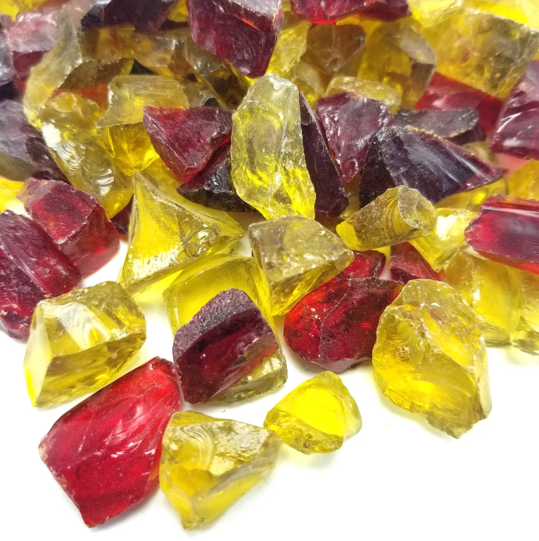 ONE STOP OUTDOOR 10lbs 1/2" Red, Yellow Blend Premium Pre-Mixed Fire Glass 1 ONE STOP OUTDOOR 10lbs 1/2" Red, Yellow Blend Premium Pre-Mixed Fire Glass