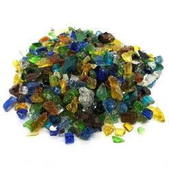 ONE STOP OUTDOOR 1/2" "Sea Glass Blend" Amber, Blue, Green, Gold & More Reflective Fire Glass (10lbs) 9 ONE STOP OUTDOOR 1/2