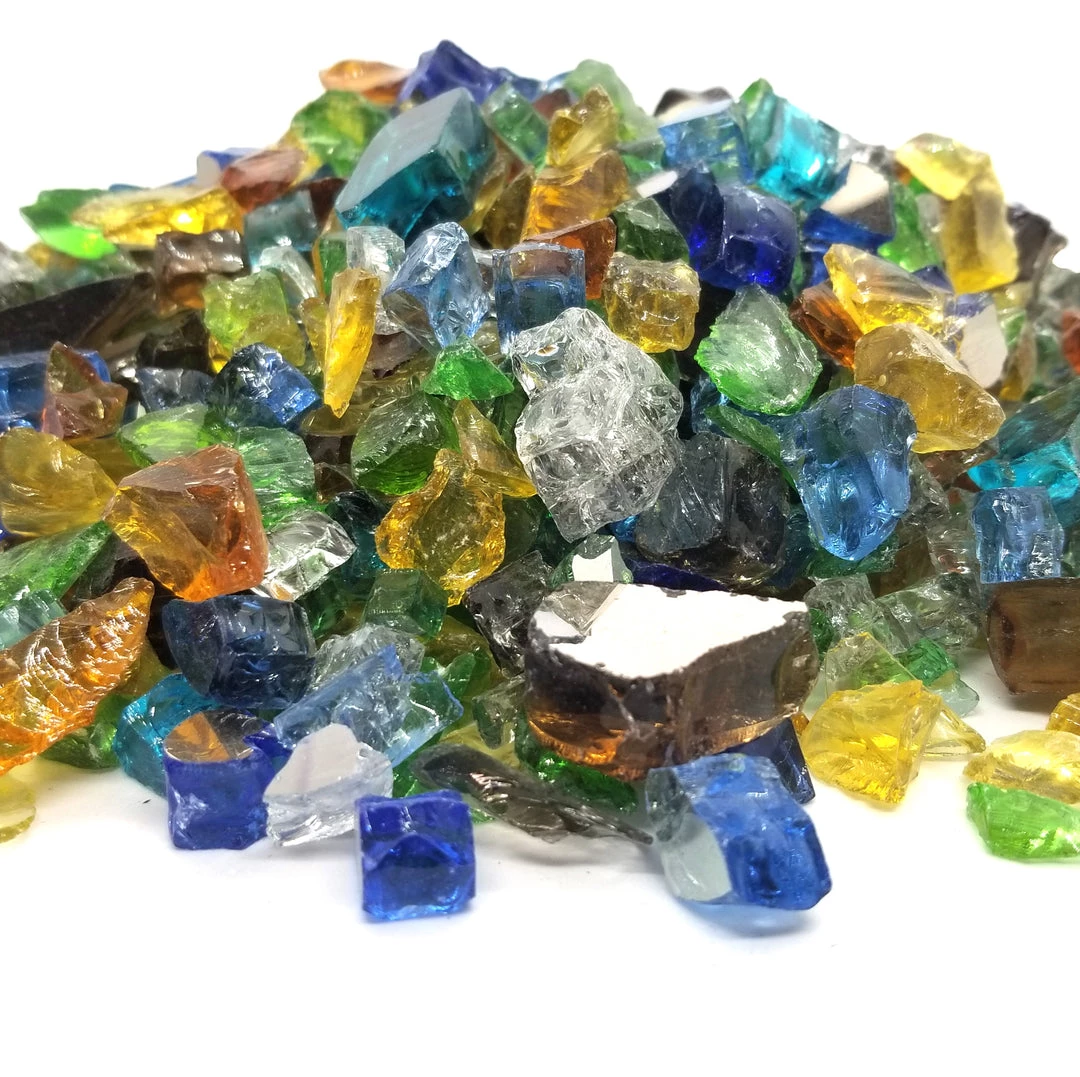 ONE STOP OUTDOOR 1/2" "Sea Glass Blend" Amber, Blue, Green, Gold & More Reflective Fire Glass (10lbs) 2 ONE STOP OUTDOOR 1/2" "Sea Glass Blend" Amber, Blue, Green, Gold & More Reflective Fire Glass (10lbs)