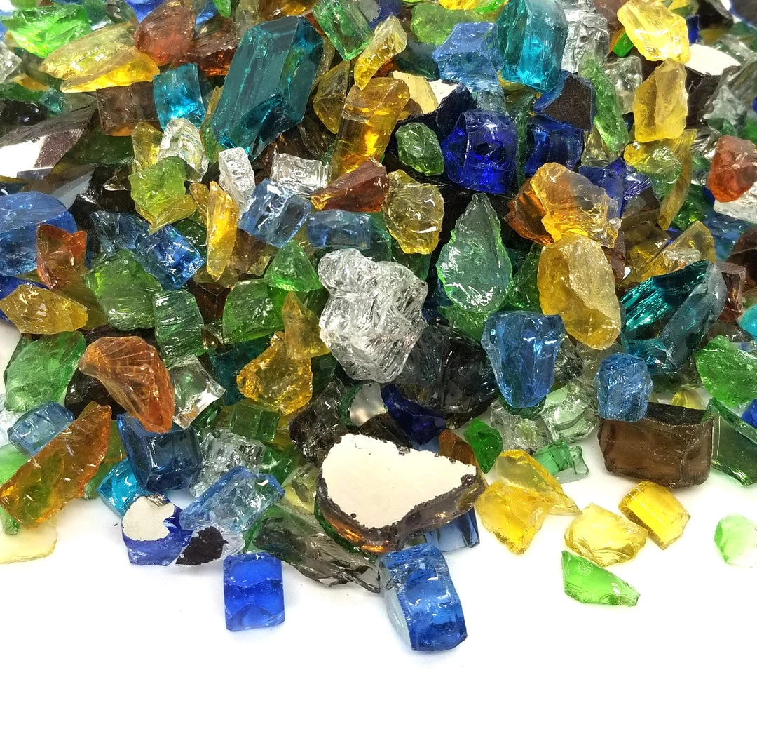 ONE STOP OUTDOOR 1/2" "Sea Glass Blend" Amber, Blue, Green, Gold & More Reflective Fire Glass (10lbs) 1 ONE STOP OUTDOOR 1/2" "Sea Glass Blend" Amber, Blue, Green, Gold & More Reflective Fire Glass (10lbs)