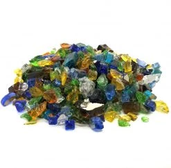 ONE STOP OUTDOOR 1/2" "Sea Glass Blend" Amber, Blue, Green, Gold & More Reflective Fire Glass (10lbs) 8 ONE STOP OUTDOOR 1/2