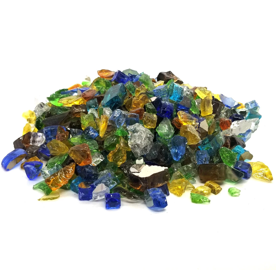 ONE STOP OUTDOOR 1/2" "Sea Glass Blend" Amber, Blue, Green, Gold & More Reflective Fire Glass (10lbs) 4 ONE STOP OUTDOOR 1/2" "Sea Glass Blend" Amber, Blue, Green, Gold & More Reflective Fire Glass (10lbs)