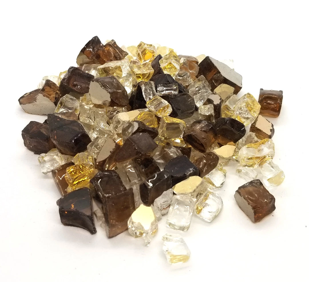 ONE STOP OUTDOOR 1/2" Gold & Amber Blend Pre-Mixed Reflective Fire Glass (10lbs) 2 ONE STOP OUTDOOR 1/2" Gold & Amber Blend Pre-Mixed Reflective Fire Glass (10lbs)