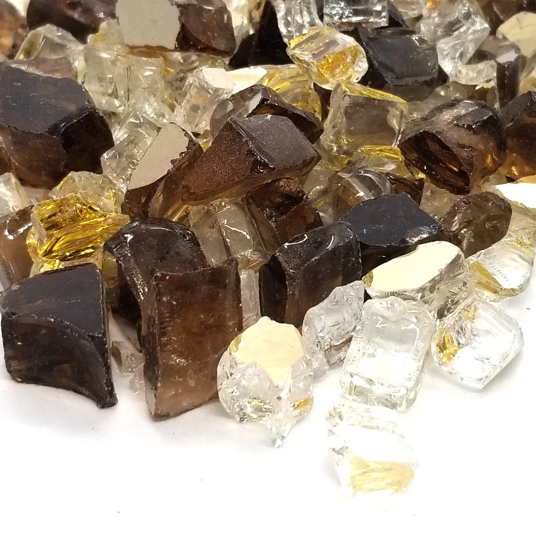 ONE STOP OUTDOOR 1/2" Gold & Amber Blend Pre-Mixed Reflective Fire Glass (10lbs) 1 ONE STOP OUTDOOR 1/2" Gold & Amber Blend Pre-Mixed Reflective Fire Glass (10lbs)