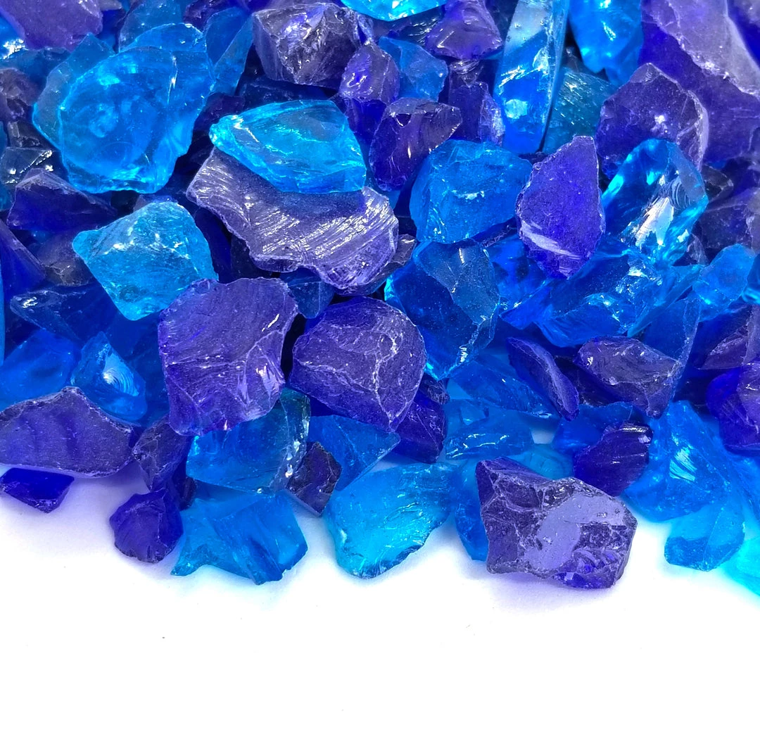 ONE STOP OUTDOOR 10lbs "Eastern Sea" Blue Blend 1/2" - 3/4" Large - Tempered Fire Glass 1 ONE STOP OUTDOOR 10lbs "Eastern Sea" Blue Blend 1/2" - 3/4" Large - Tempered Fire Glass