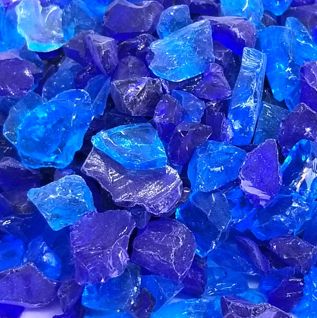 ONE STOP OUTDOOR 10lbs "Eastern Sea" Blue Blend 1/2" - 3/4" Large - Tempered Fire Glass 2 ONE STOP OUTDOOR 10lbs "Eastern Sea" Blue Blend 1/2" - 3/4" Large - Tempered Fire Glass