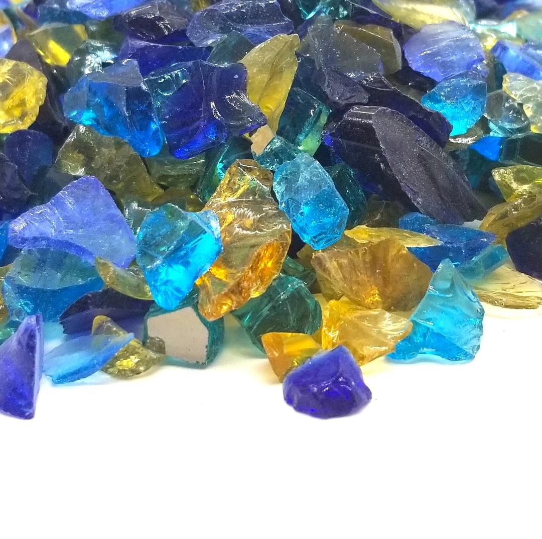 ONE STOP OUTDOOR VIVID Heat - Tropical Paradise Blend 1/4 - 1/2" Fire Glass Blue, Amber, Caribbean, Etc. 1 ONE STOP OUTDOOR VIVID Heat - Tropical Paradise Blend 1/4 - 1/2" Fire Glass Blue, Amber, Caribbean, Etc.