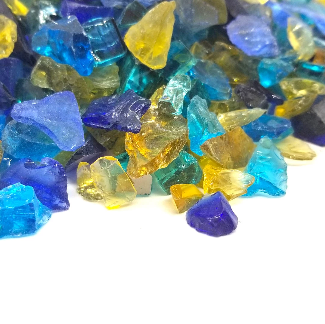 ONE STOP OUTDOOR VIVID Heat - Tropical Paradise Blend 1/4 - 1/2" Fire Glass Blue, Amber, Caribbean, Etc. 3 ONE STOP OUTDOOR VIVID Heat - Tropical Paradise Blend 1/4 - 1/2" Fire Glass Blue, Amber, Caribbean, Etc.