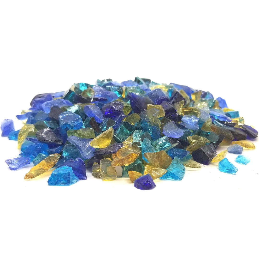 ONE STOP OUTDOOR VIVID Heat - Tropical Paradise Blend 1/4 - 1/2" Fire Glass Blue, Amber, Caribbean, Etc. 4 ONE STOP OUTDOOR VIVID Heat - Tropical Paradise Blend 1/4 - 1/2" Fire Glass Blue, Amber, Caribbean, Etc.