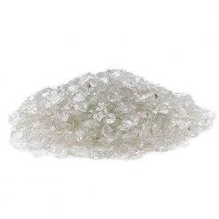 ONE STOP OUTDOOR VIVID Heat - Vibrant Luster "Ice Clear" 1/4" Large Rough Gem Size, (Price By The Pound) - Tempered Fire Glass Rock For Fireplace And Fire Pit