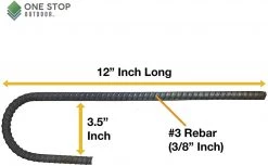 ONE STOP OUTDOOR USA Made - #3 Rebar Stakes J Hook Heavy Duty Steel Ground Anchors 12 Inch REBAR & GROUND STAKES
