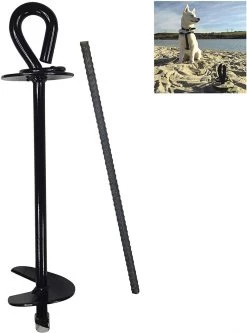 ONE STOP OUTDOOR Dog Tie Out Stake - Heavy Duty Portable Screw & Twist In Pet Ground Anchor - Rotating Swivel Tether REBAR & GROUND STAKES