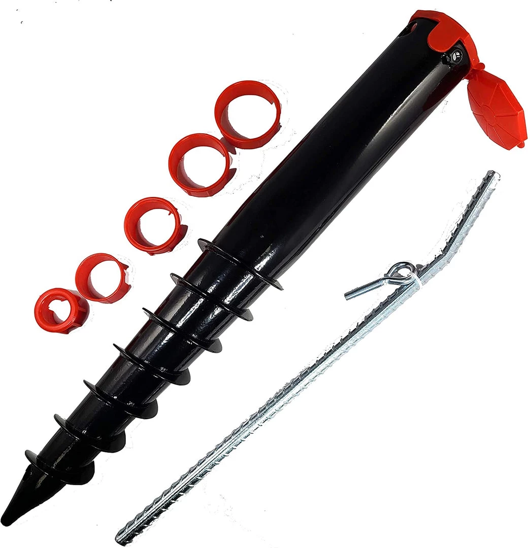 ONE STOP OUTDOOR Premium Black No Dig Ground Anchor - Round Post & Flag Pole Base Ground Mount - Screw In Post Stake, 21" Inch Long REBAR & GROUND STAKES 1 ONE STOP OUTDOOR Premium Black No Dig Ground Anchor - Round Post & Flag Pole Base Ground Mount - Screw In Post Stake, 21" Inch Long REBAR & GROUND STAKES