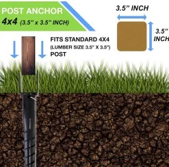 ONE STOP OUTDOOR Ground Anchor U-Model Screw Post Stake - Fits Standard 4x4 (3.5" X 3.5" Inch) Secure Fence, Mailbox Posts 8 ONE STOP OUTDOOR Ground Anchor U-Model Screw Post Stake - Fits Standard 4x4 (3.5