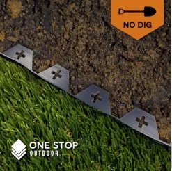 ONE STOP OUTDOOR Instant Edging - Pro-Plus 30ft Premium No Dig Yard Edging Kit, For Landscaping, And Flower Gardens - 2" High ARTIFICIAL TURF