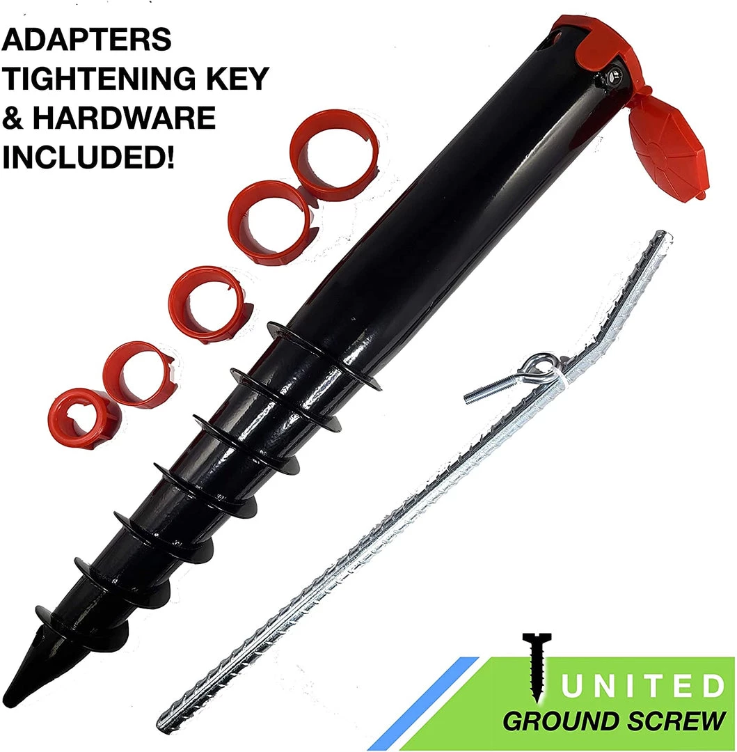 ONE STOP OUTDOOR Premium Black No Dig Ground Anchor - Round Post & Flag Pole Base Ground Mount - Screw In Post Stake, 21" Inch Long REBAR & GROUND STAKES 3 ONE STOP OUTDOOR Premium Black No Dig Ground Anchor - Round Post & Flag Pole Base Ground Mount - Screw In Post Stake, 21" Inch Long REBAR & GROUND STAKES