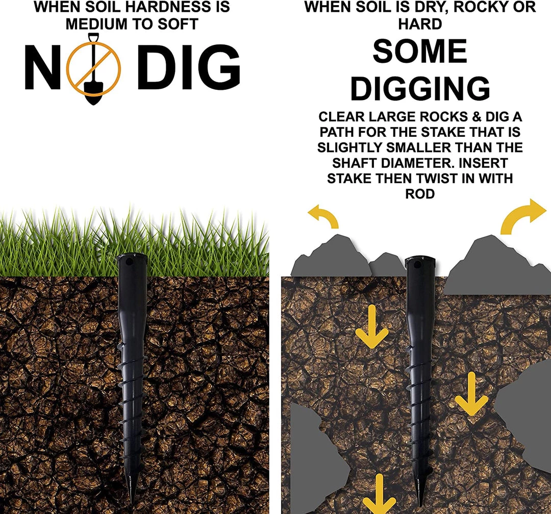 ONE STOP OUTDOOR Premium Black No Dig Ground Anchor - Round Post & Flag Pole Base Ground Mount - Screw In Post Stake, 21" Inch Long REBAR & GROUND STAKES 2 ONE STOP OUTDOOR Premium Black No Dig Ground Anchor - Round Post & Flag Pole Base Ground Mount - Screw In Post Stake, 21" Inch Long REBAR & GROUND STAKES