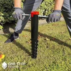 ONE STOP OUTDOOR Premium Black No Dig Ground Anchor - Round Post & Flag Pole Base Ground Mount - Screw In Post Stake, 21" Inch Long REBAR & GROUND STAKES 7 ONE STOP OUTDOOR Premium Black No Dig Ground Anchor - Round Post & Flag Pole Base Ground Mount - Screw In Post Stake, 21