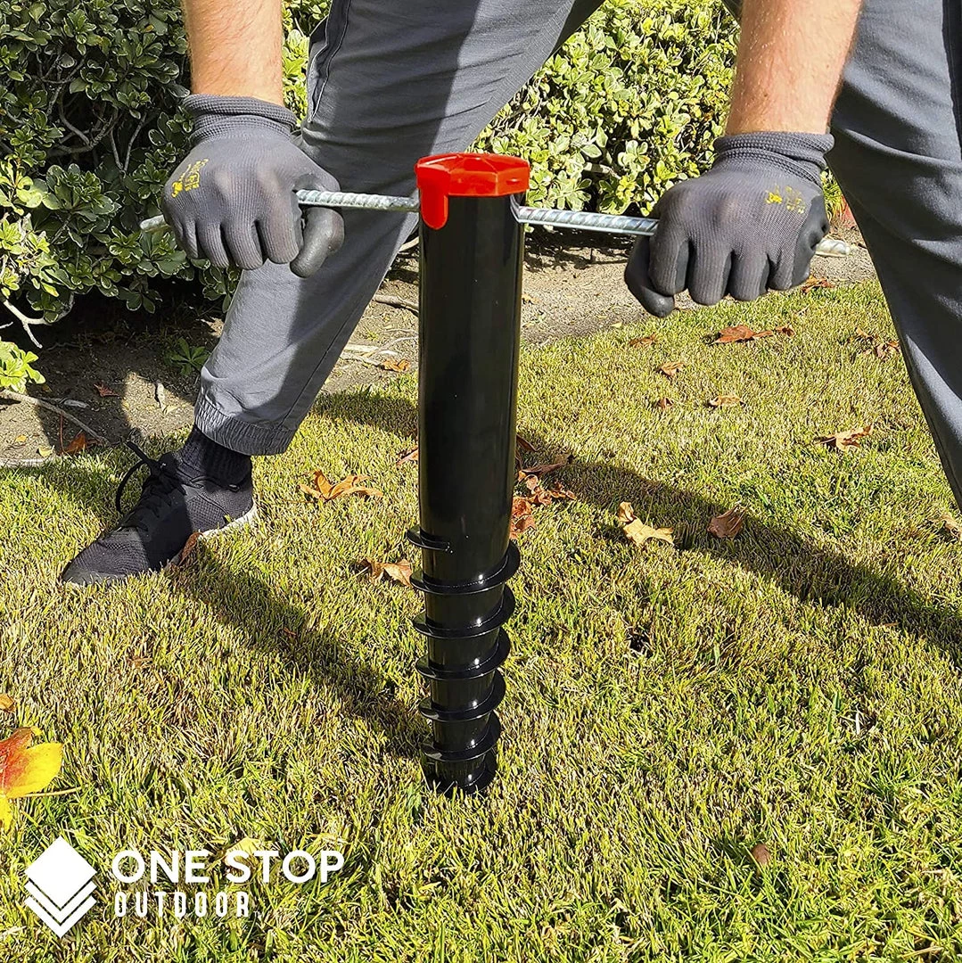 ONE STOP OUTDOOR Premium Black No Dig Ground Anchor - Round Post & Flag Pole Base Ground Mount - Screw In Post Stake, 21" Inch Long REBAR & GROUND STAKES 4 ONE STOP OUTDOOR Premium Black No Dig Ground Anchor - Round Post & Flag Pole Base Ground Mount - Screw In Post Stake, 21" Inch Long REBAR & GROUND STAKES