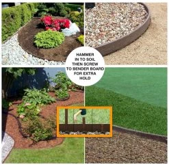 ONE STOP OUTDOOR ARTIFICIAL TURF 12" Brown Bender Board Edging Stakes, Nails - Landscape & Garden Terrace Edging