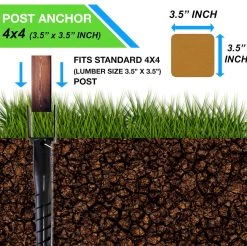 ONE STOP OUTDOOR Ground Anchor U-Model Screw Post Stake - Fits Standard 4x4 (3.5" X 3.5" Inch) Secure Mailbox Posts REBAR & GROUND STAKES 9 ONE STOP OUTDOOR Ground Anchor U-Model Screw Post Stake - Fits Standard 4x4 (3.5