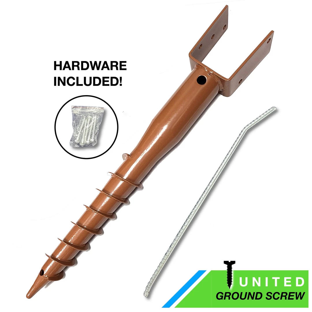 ONE STOP OUTDOOR REBAR & GROUND STAKES Ground Anchor U-Model Screw Post Stake - Fits Standard 4x4 (3.5" X 3.5" Inch) Secure Mailbox Posts - Brown 2 ONE STOP OUTDOOR REBAR & GROUND STAKES Ground Anchor U-Model Screw Post Stake - Fits Standard 4x4 (3.5" X 3.5" Inch) Secure Mailbox Posts - Brown