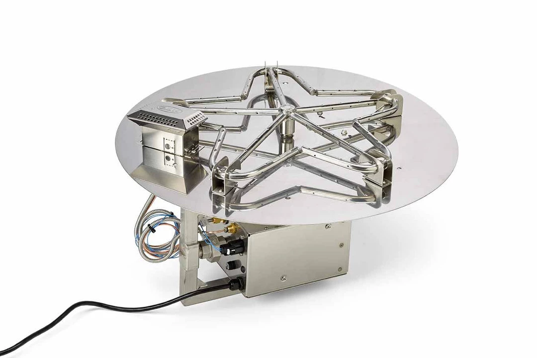 HPC - HEARTH, 36" Flat Round Stainless Steel Fire Pit Star Burner & Bowl Pan Kit, 250K BTU, 120VAC, Fully Assembled PENTA Fire Pit Insert. OUTDOOR FIRE 1 HPC - HEARTH, 36" Flat Round Stainless Steel Fire Pit Star Burner & Bowl Pan Kit, 250K BTU, 120VAC, Fully Assembled PENTA Fire Pit Insert. OUTDOOR FIRE
