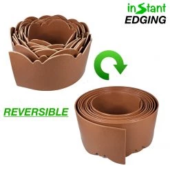 ONE STOP OUTDOOR Garden Master 20' Feet X 5" Inch - Premium Brown Scallop Landscape & Garden Border Edging Kit - Terrace Board Yard Edging