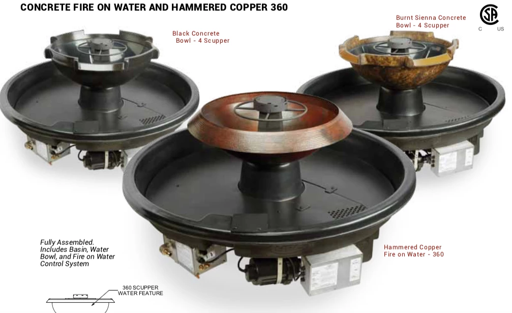 OUTDOOR FIRE HPC Hearth H2Onfire 360 - Copper Fire Water Insert, Fire Pit & Waterfall Bowl W/ Electronic Ignition 2 OUTDOOR FIRE HPC Hearth H2Onfire 360 - Copper Fire Water Insert, Fire Pit & Waterfall Bowl W/ Electronic Ignition