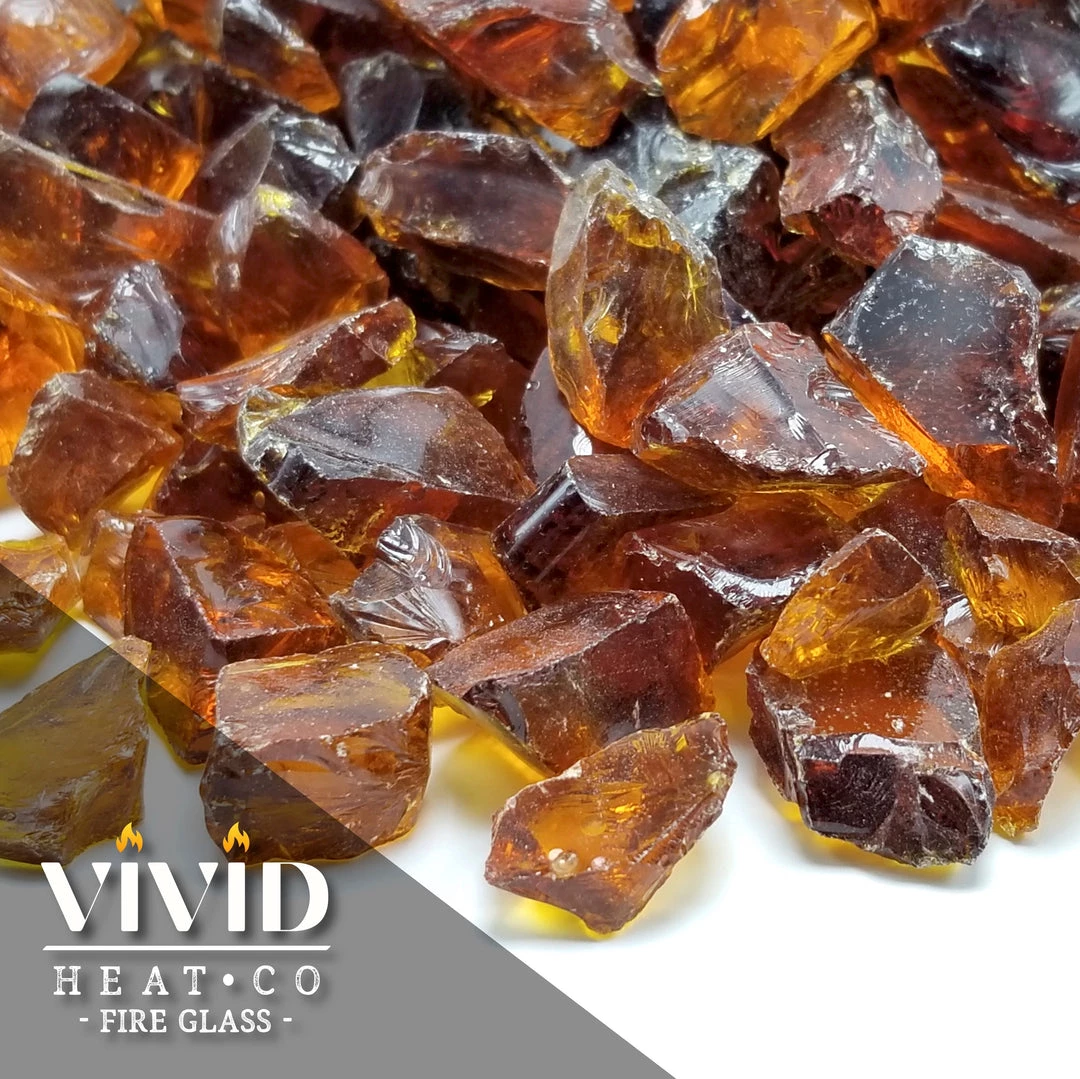 ONE STOP OUTDOOR VIVID Heat - Vibrant Luster "Amber" 1/2" - 3/4" Large Rough Gem Size, (Price By The Pound) - Tempered Fire Glass Rock For Fireplace And Fire Pit 3 ONE STOP OUTDOOR VIVID Heat - Vibrant Luster "Amber" 1/2" - 3/4" Large Rough Gem Size, (Price By The Pound) - Tempered Fire Glass Rock For Fireplace And Fire Pit