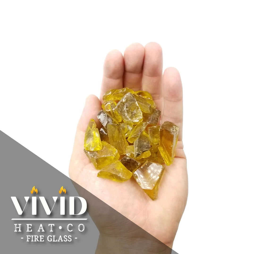 ONE STOP OUTDOOR VIVID Heat - Ember Yellow 1/2" - 3/4" Large Crushed Fire Glass For Fireplace & Fire Pit 2 ONE STOP OUTDOOR VIVID Heat - Ember Yellow 1/2" - 3/4" Large Crushed Fire Glass For Fireplace & Fire Pit
