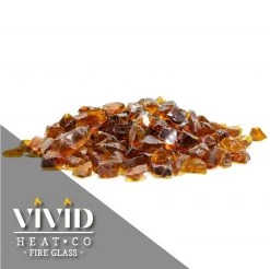 ONE STOP OUTDOOR VIVID Heat - Vibrant Luster "Amber" 1/2" - 3/4" Large Rough Gem Size, (Price By The Pound) - Tempered Fire Glass Rock For Fireplace And Fire Pit