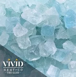 ONE STOP OUTDOOR VIVID Heat - Glacier Ice Aqua Clear 1/2" - 3/4" Large Crushed Fire Glass For Fireplace & Fire Pit 9 ONE STOP OUTDOOR VIVID Heat - Glacier Ice Aqua Clear 1/2