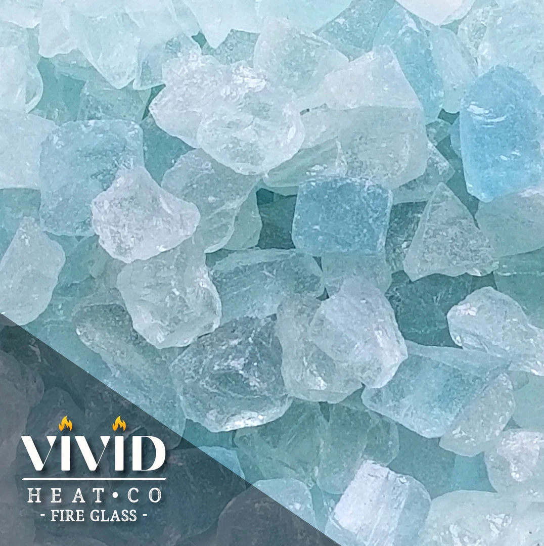 ONE STOP OUTDOOR VIVID Heat - "Glacier Ice Aqua" 1/4" - Tempered Fire Glass Rock Fireplace & Fire Pit 3 ONE STOP OUTDOOR VIVID Heat - "Glacier Ice Aqua" 1/4" - Tempered Fire Glass Rock Fireplace & Fire Pit