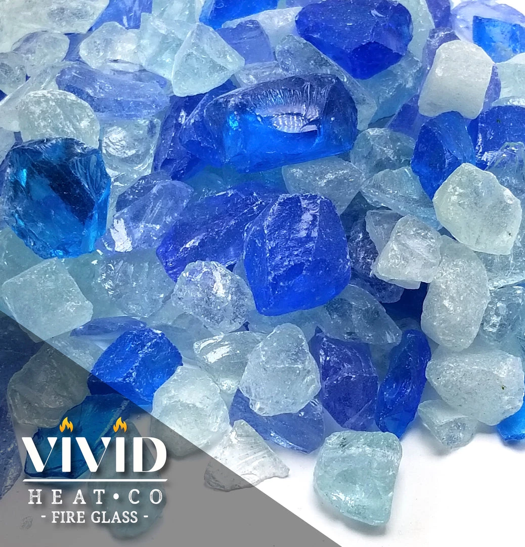 ONE STOP OUTDOOR VIVID Heat - Bahama Blue, Aqua, Clear 1/2" - 3/4" Large Crushed Fire Glass For Fireplace & Fire Pit 1 ONE STOP OUTDOOR VIVID Heat - Bahama Blue, Aqua, Clear 1/2" - 3/4" Large Crushed Fire Glass For Fireplace & Fire Pit