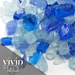 ONE STOP OUTDOOR 10lbs "Bahama Blue, Aqua, Clear Blend" 1/2" - 3/4" Tempered Fire Glass 8 ONE STOP OUTDOOR 10lbs