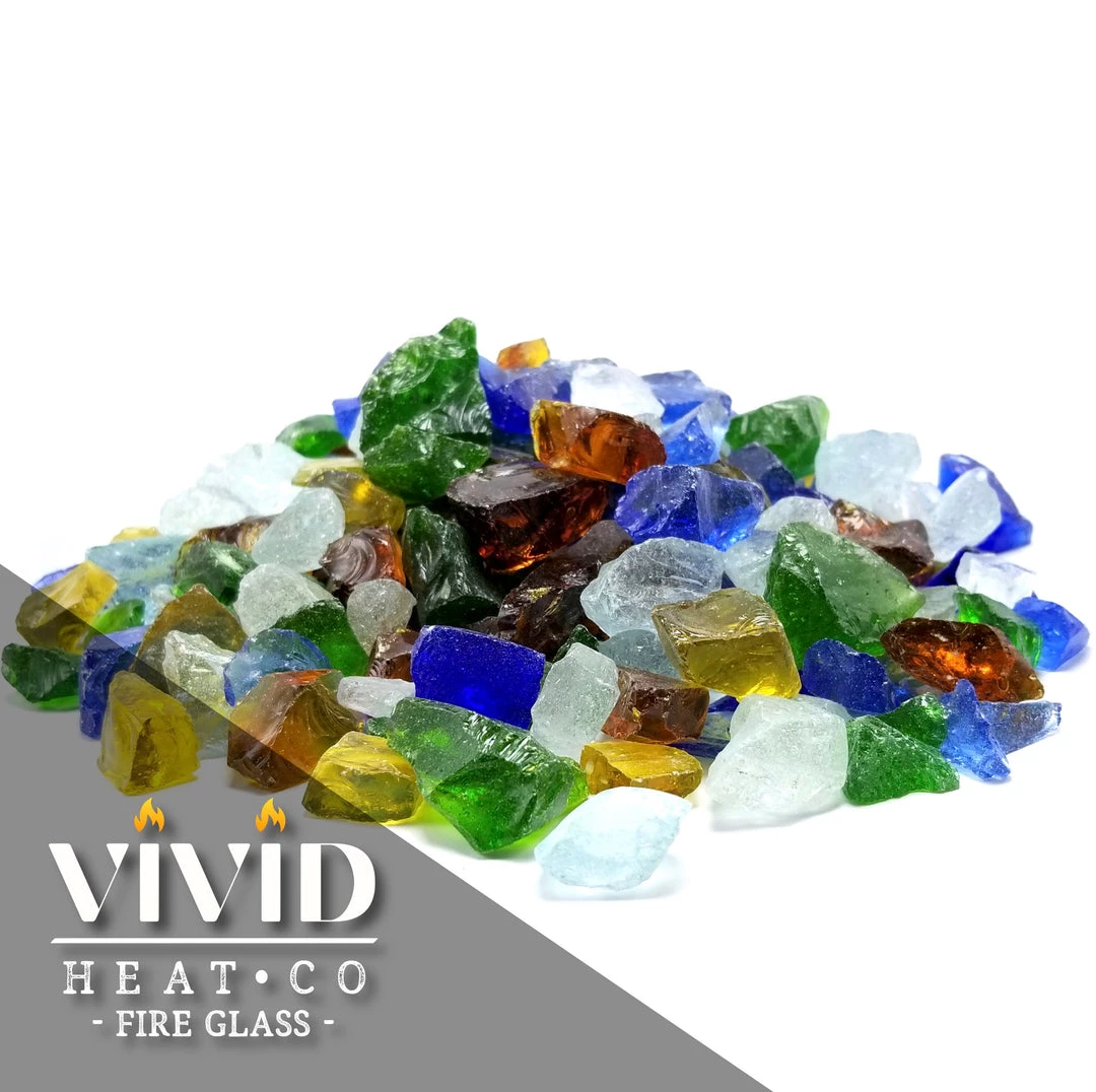 ONE STOP OUTDOOR VIVID Heat "Beach Sea Glass" 1/2" - 3/4" Large - Fire Glass Blue, Amber, Green, Etc. 2 ONE STOP OUTDOOR VIVID Heat "Beach Sea Glass" 1/2" - 3/4" Large - Fire Glass Blue, Amber, Green, Etc.