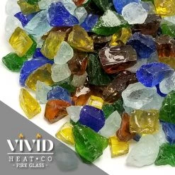 ONE STOP OUTDOOR 10lbs "Beach Sea Glass" Blue, Amber, Green 1/2" - 3/4" - Tempered Fire Glass 10 ONE STOP OUTDOOR 10lbs