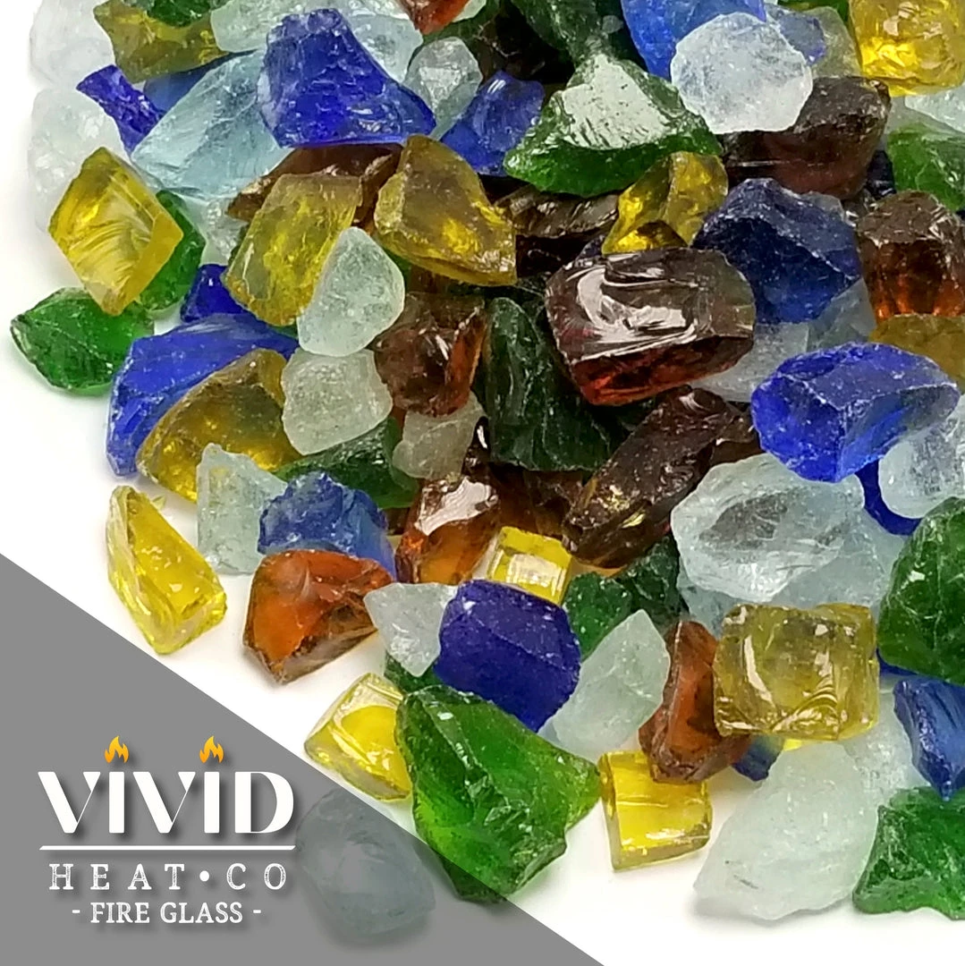 ONE STOP OUTDOOR VIVID Heat "Beach Sea Glass" 1/2" - 3/4" Large - Fire Glass Blue, Amber, Green, Etc. 4 ONE STOP OUTDOOR VIVID Heat "Beach Sea Glass" 1/2" - 3/4" Large - Fire Glass Blue, Amber, Green, Etc.