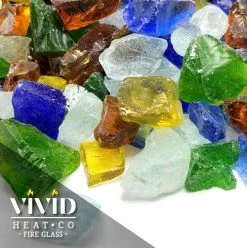 ONE STOP OUTDOOR 10lbs "Beach Sea Glass" Blue, Amber, Green 1/2" - 3/4" - Tempered Fire Glass 9 ONE STOP OUTDOOR 10lbs