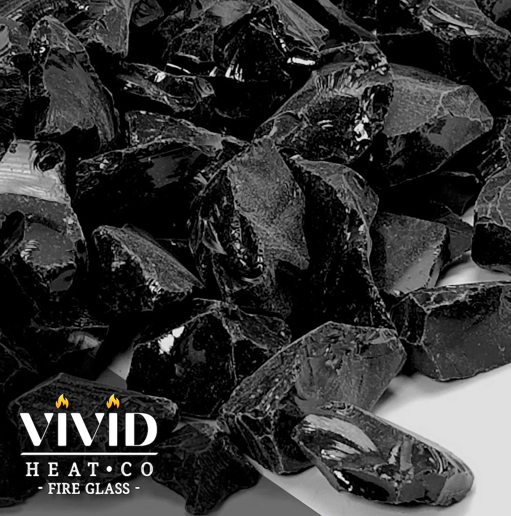 ONE STOP OUTDOOR VIVID Heat - Vibrant Luster "Onyx Black" 1/4" Rough Crushed Style, (Price By The Pound) - Tempered Fire Glass Rock For Fireplace And Fire Pit 1 ONE STOP OUTDOOR VIVID Heat - Vibrant Luster "Onyx Black" 1/4" Rough Crushed Style, (Price By The Pound) - Tempered Fire Glass Rock For Fireplace And Fire Pit